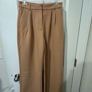 Abercrombie & Fitch Tan High-Waisted Wide-Leg Trousers